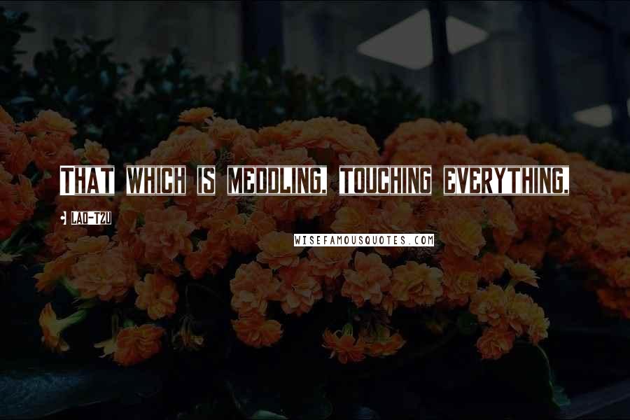 Lao-Tzu Quotes: That which is meddling, touching everything,