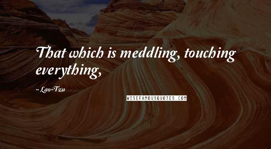 Lao-Tzu Quotes: That which is meddling, touching everything,