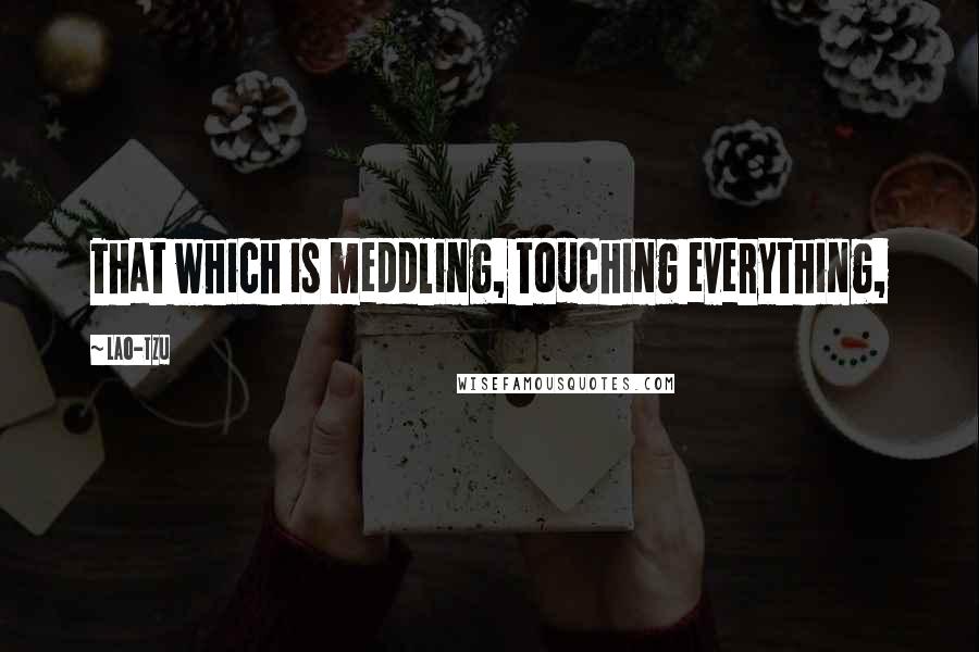 Lao-Tzu Quotes: That which is meddling, touching everything,