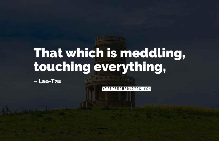 Lao-Tzu Quotes: That which is meddling, touching everything,