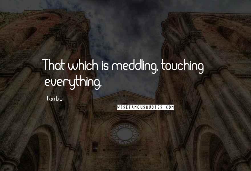 Lao-Tzu Quotes: That which is meddling, touching everything,