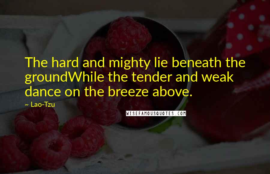 Lao-Tzu Quotes: The hard and mighty lie beneath the groundWhile the tender and weak dance on the breeze above.