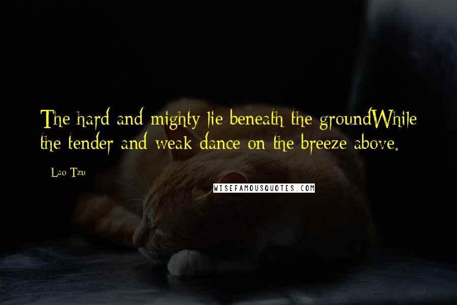 Lao-Tzu Quotes: The hard and mighty lie beneath the groundWhile the tender and weak dance on the breeze above.