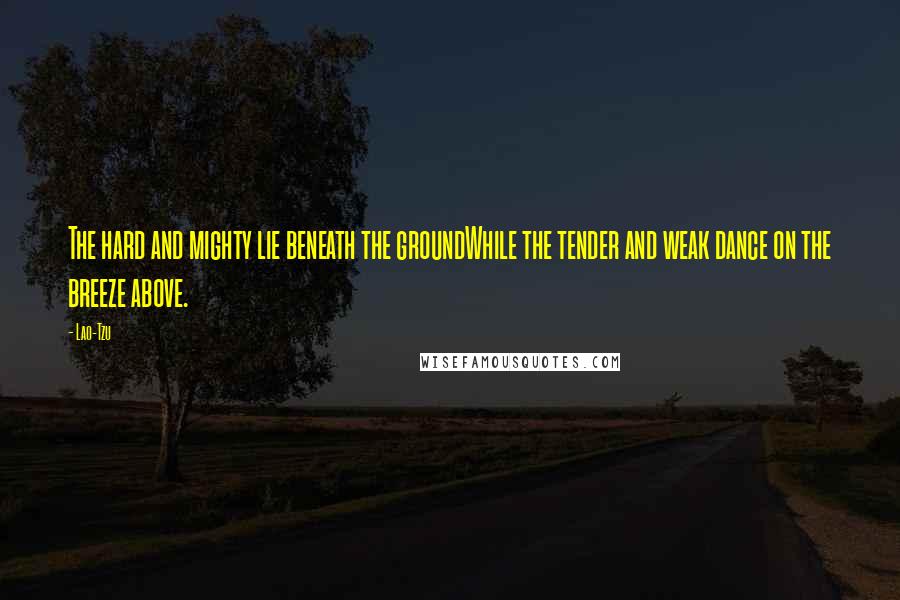 Lao-Tzu Quotes: The hard and mighty lie beneath the groundWhile the tender and weak dance on the breeze above.
