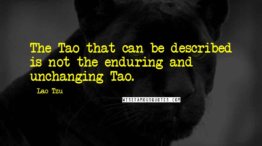 Lao-Tzu Quotes: The Tao that can be described is not the enduring and unchanging Tao.