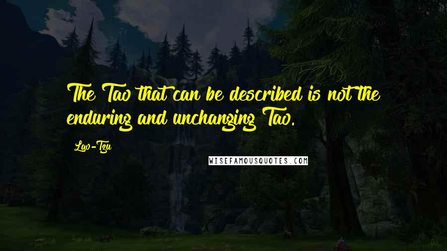 Lao-Tzu Quotes: The Tao that can be described is not the enduring and unchanging Tao.