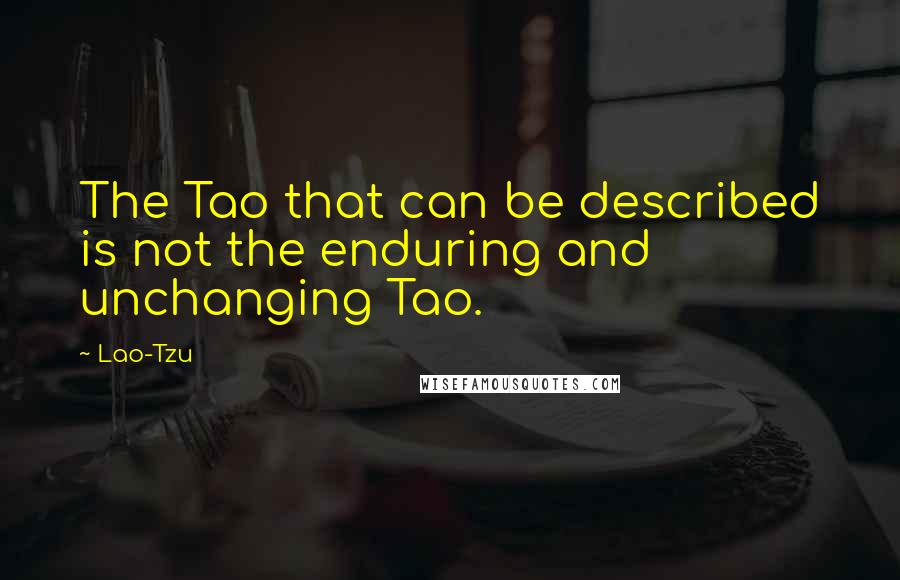 Lao-Tzu Quotes: The Tao that can be described is not the enduring and unchanging Tao.