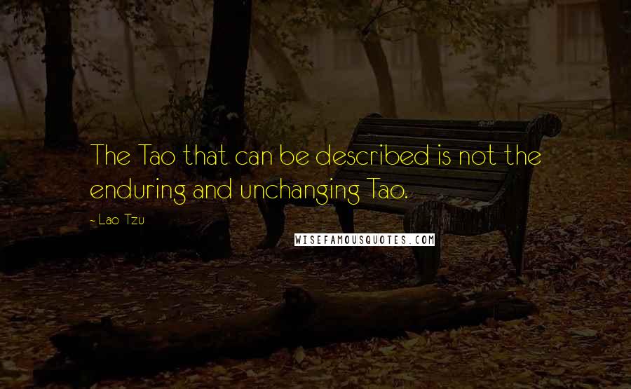 Lao-Tzu Quotes: The Tao that can be described is not the enduring and unchanging Tao.