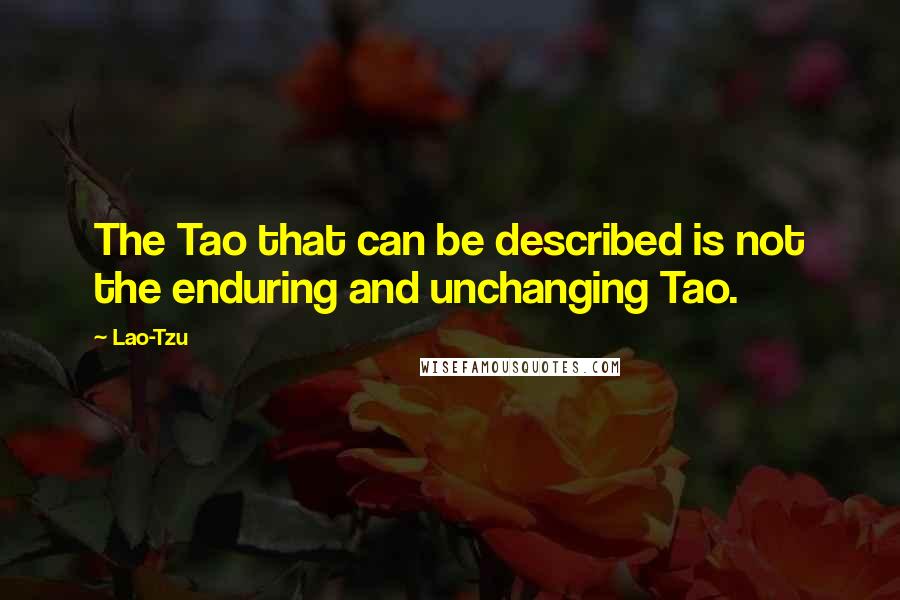 Lao-Tzu Quotes: The Tao that can be described is not the enduring and unchanging Tao.