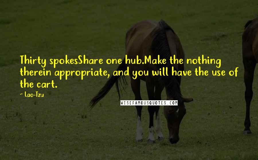 Lao-Tzu Quotes: Thirty spokesShare one hub.Make the nothing therein appropriate, and you will have the use of the cart.