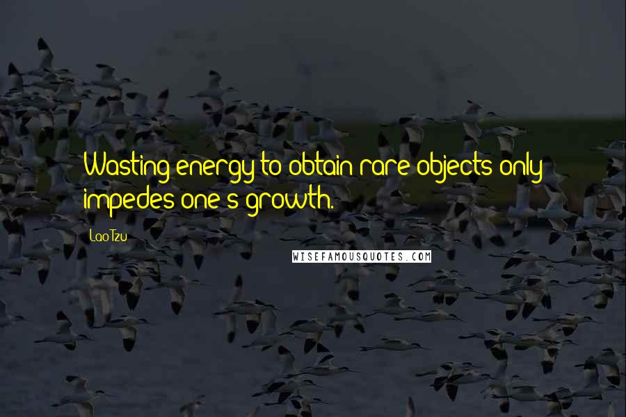 Lao-Tzu Quotes: Wasting energy to obtain rare objects only impedes one's growth.