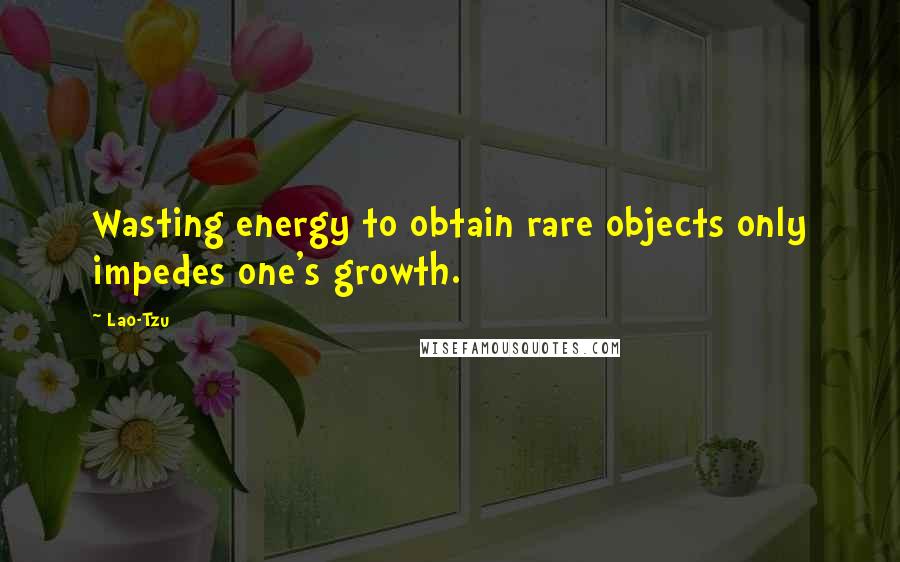 Lao-Tzu Quotes: Wasting energy to obtain rare objects only impedes one's growth.