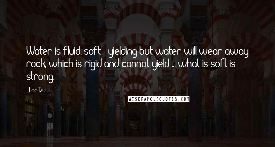 Lao-Tzu Quotes: Water is fluid, soft & yielding but water will wear away rock, which is rigid and cannot yield ... what is soft is strong.