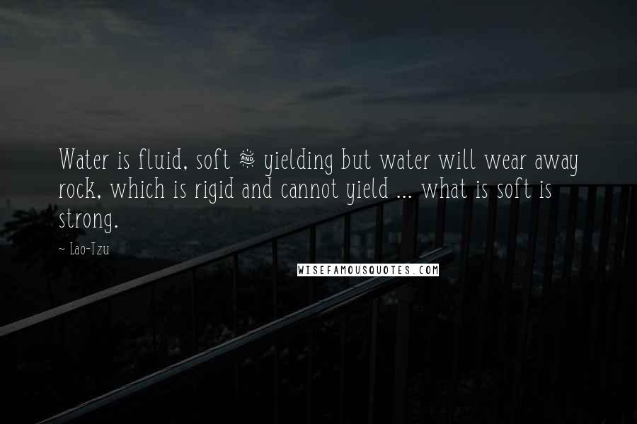 Lao-Tzu Quotes: Water is fluid, soft & yielding but water will wear away rock, which is rigid and cannot yield ... what is soft is strong.