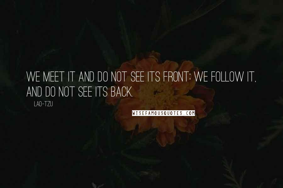Lao-Tzu Quotes: We meet it and do not see its Front; we follow it, and do not see its Back.