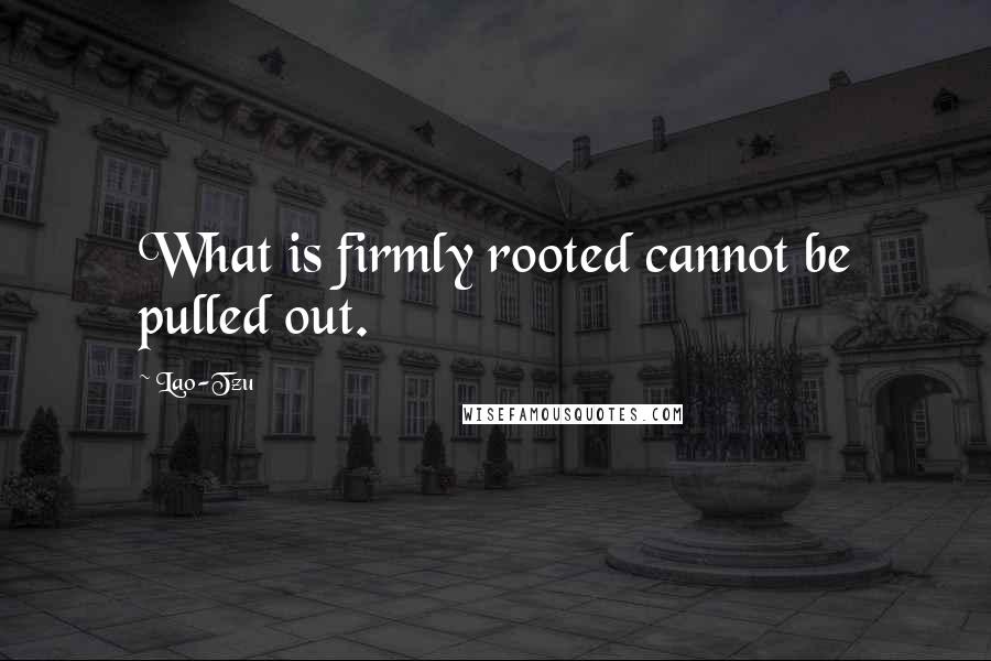 Lao-Tzu Quotes: What is firmly rooted cannot be pulled out.