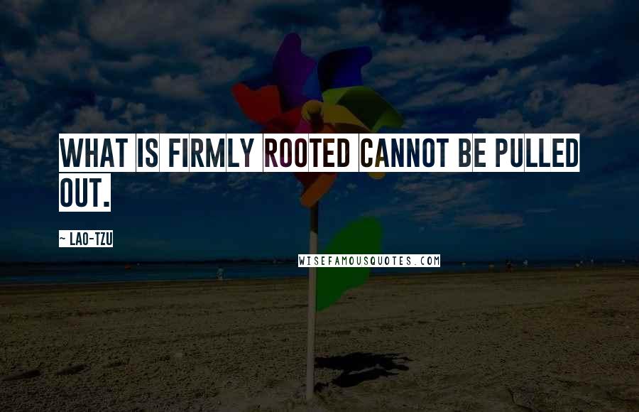 Lao-Tzu Quotes: What is firmly rooted cannot be pulled out.