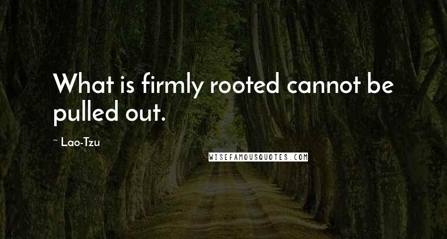 Lao-Tzu Quotes: What is firmly rooted cannot be pulled out.