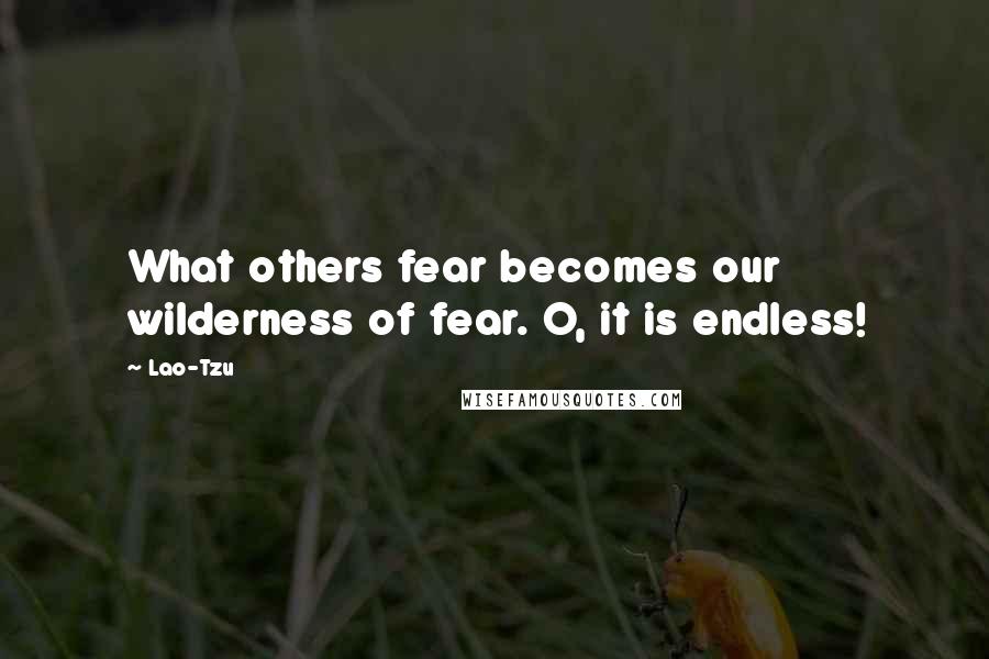 Lao-Tzu Quotes: What others fear becomes our wilderness of fear. O, it is endless!