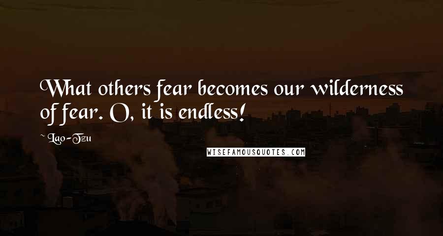 Lao-Tzu Quotes: What others fear becomes our wilderness of fear. O, it is endless!