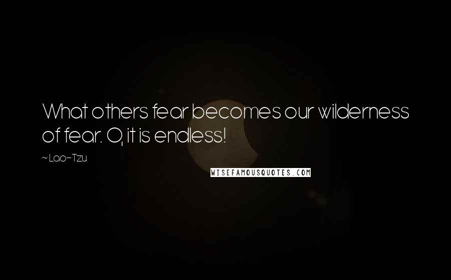 Lao-Tzu Quotes: What others fear becomes our wilderness of fear. O, it is endless!