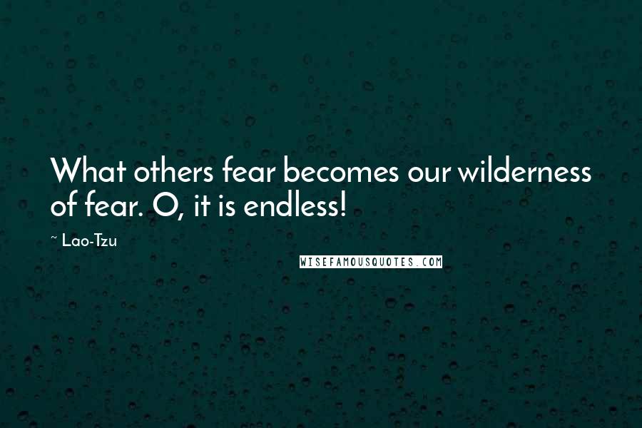 Lao-Tzu Quotes: What others fear becomes our wilderness of fear. O, it is endless!