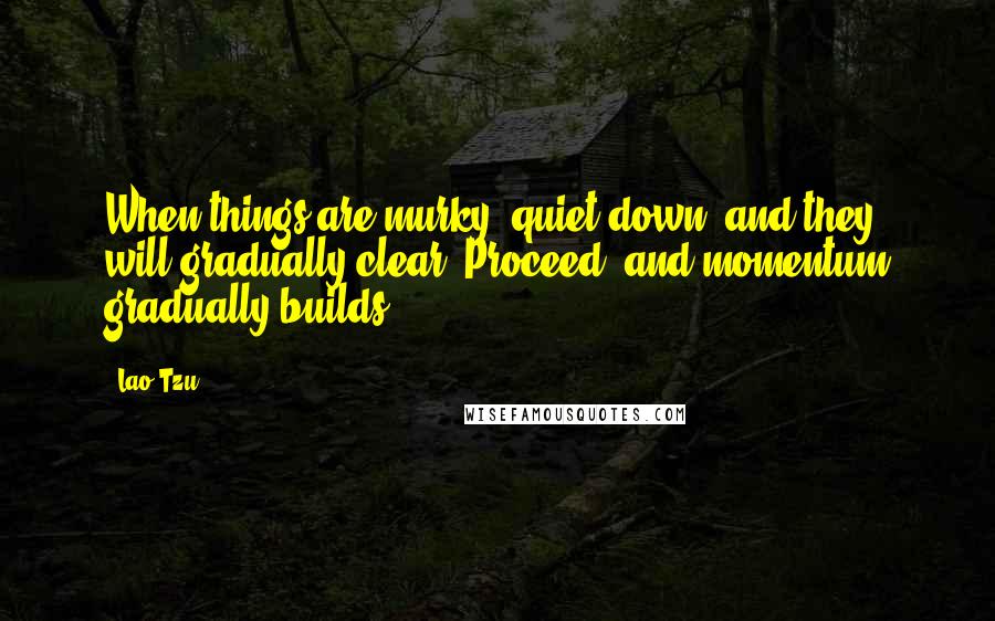Lao-Tzu Quotes: When things are murky, quiet down, and they will gradually clear. Proceed, and momentum gradually builds.