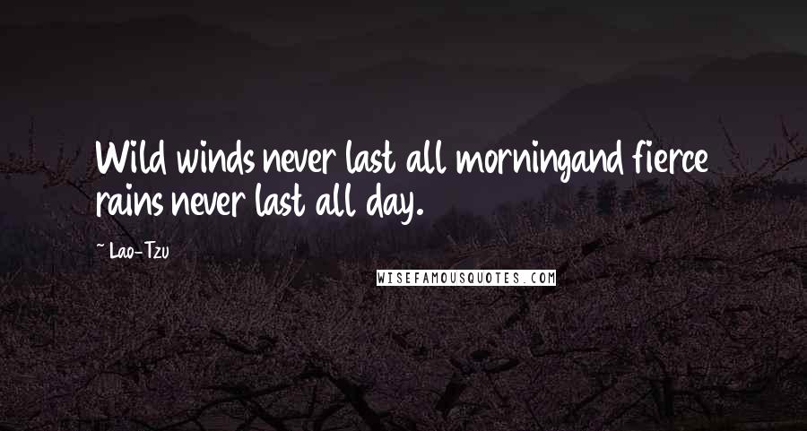 Lao-Tzu Quotes: Wild winds never last all morningand fierce rains never last all day.
