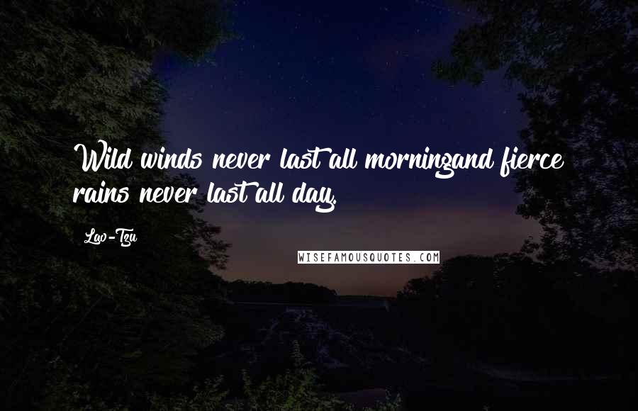 Lao-Tzu Quotes: Wild winds never last all morningand fierce rains never last all day.