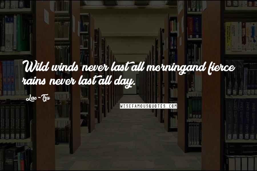 Lao-Tzu Quotes: Wild winds never last all morningand fierce rains never last all day.