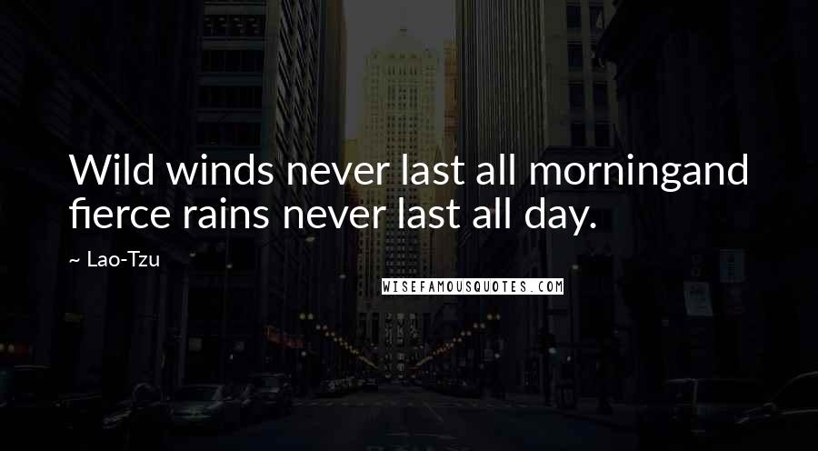 Lao-Tzu Quotes: Wild winds never last all morningand fierce rains never last all day.