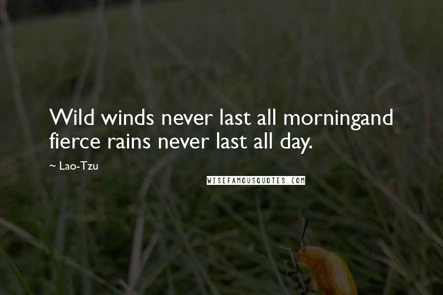 Lao-Tzu Quotes: Wild winds never last all morningand fierce rains never last all day.