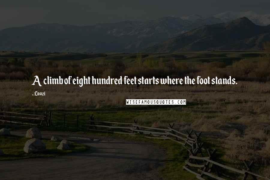 Laozi Quotes: A climb of eight hundred feet starts where the foot stands.