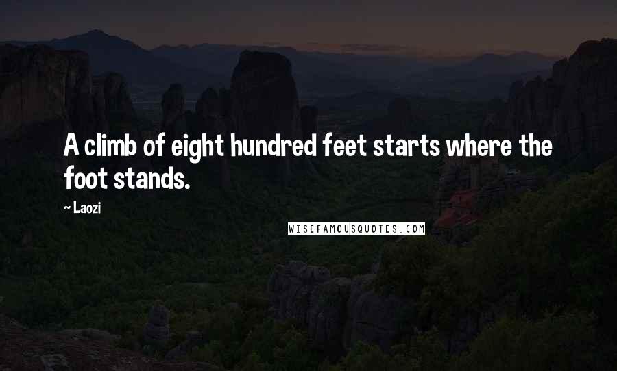 Laozi Quotes: A climb of eight hundred feet starts where the foot stands.