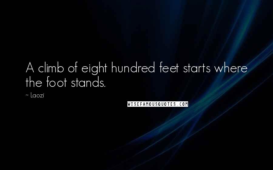 Laozi Quotes: A climb of eight hundred feet starts where the foot stands.