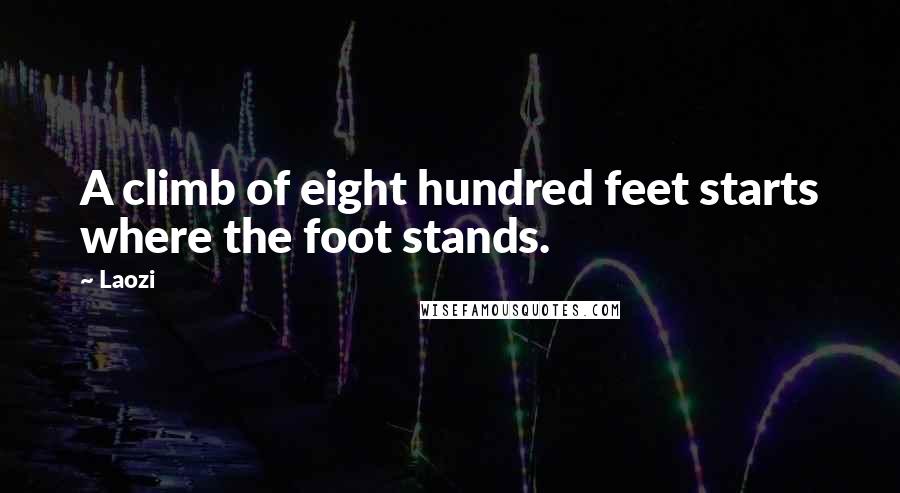 Laozi Quotes: A climb of eight hundred feet starts where the foot stands.