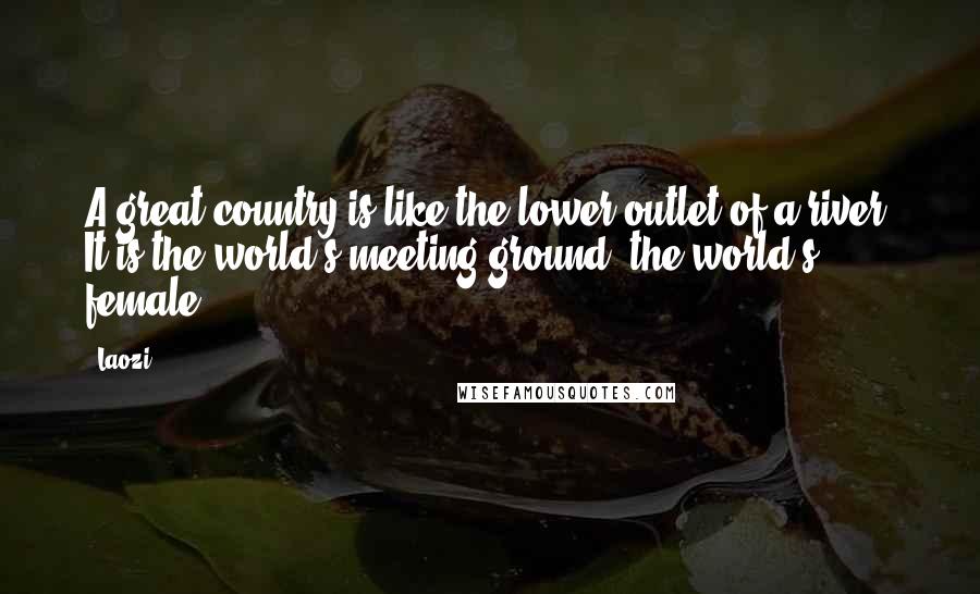 Laozi Quotes: A great country is like the lower outlet of a river. It is the world's meeting ground, the world's female.