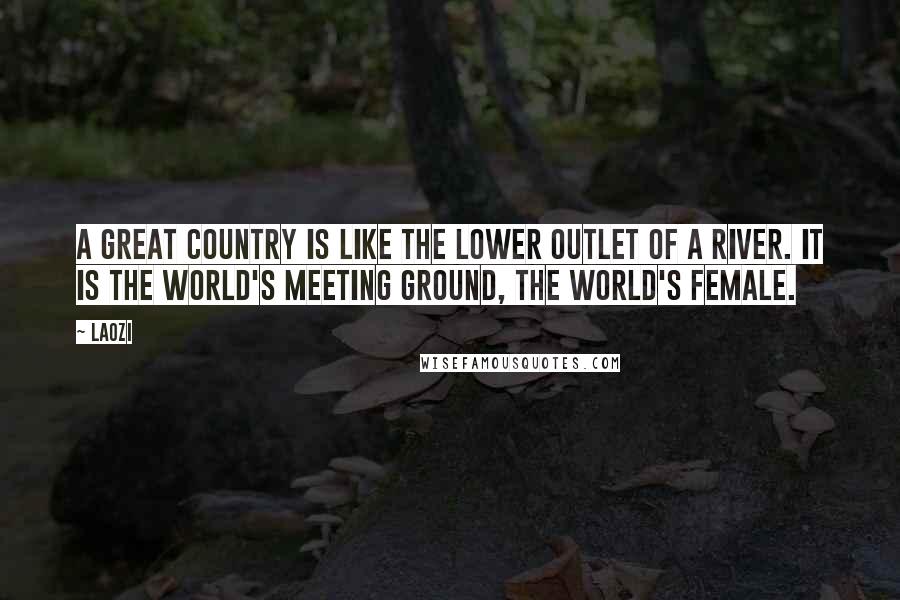 Laozi Quotes: A great country is like the lower outlet of a river. It is the world's meeting ground, the world's female.