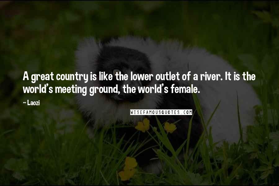 Laozi Quotes: A great country is like the lower outlet of a river. It is the world's meeting ground, the world's female.