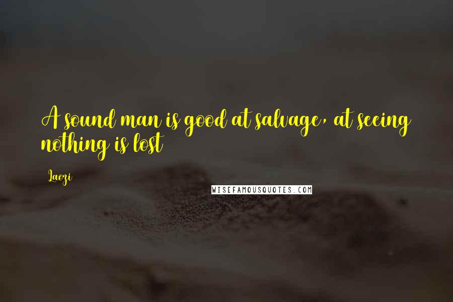 Laozi Quotes: A sound man is good at salvage, at seeing nothing is lost