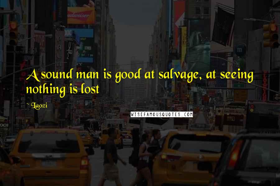 Laozi Quotes: A sound man is good at salvage, at seeing nothing is lost