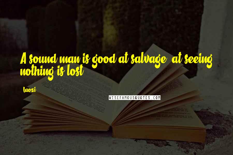 Laozi Quotes: A sound man is good at salvage, at seeing nothing is lost