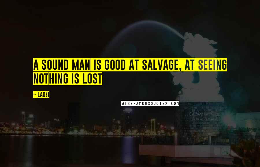 Laozi Quotes: A sound man is good at salvage, at seeing nothing is lost