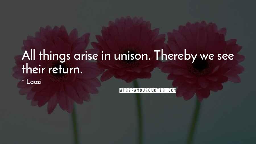 Laozi Quotes: All things arise in unison. Thereby we see their return.