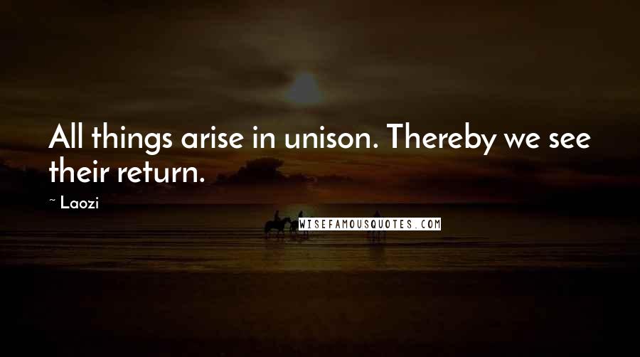Laozi Quotes: All things arise in unison. Thereby we see their return.
