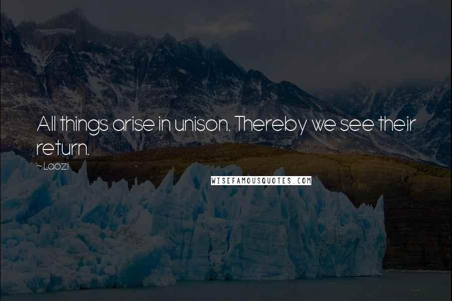 Laozi Quotes: All things arise in unison. Thereby we see their return.