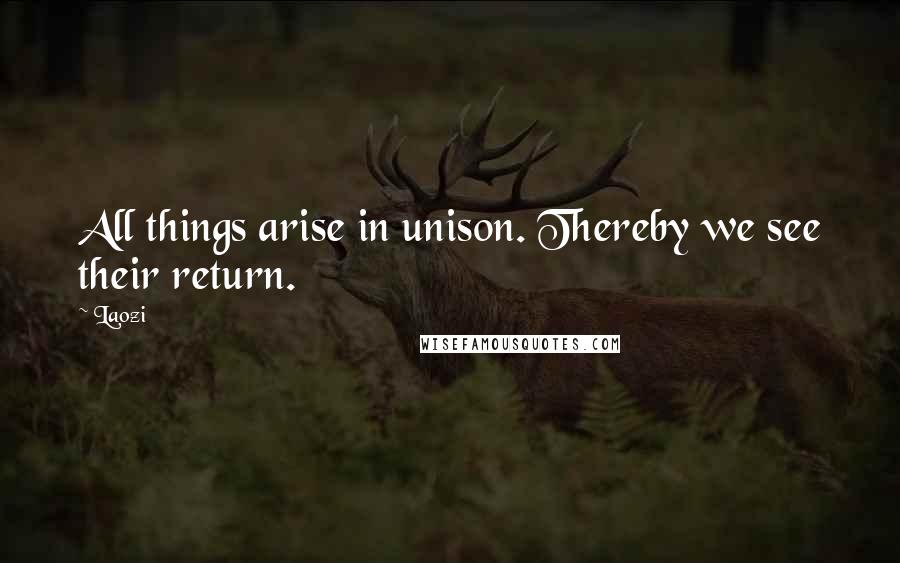 Laozi Quotes: All things arise in unison. Thereby we see their return.