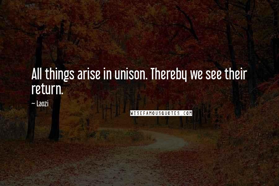 Laozi Quotes: All things arise in unison. Thereby we see their return.