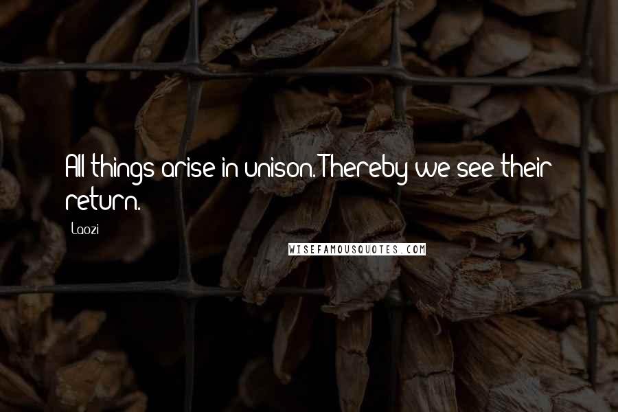 Laozi Quotes: All things arise in unison. Thereby we see their return.