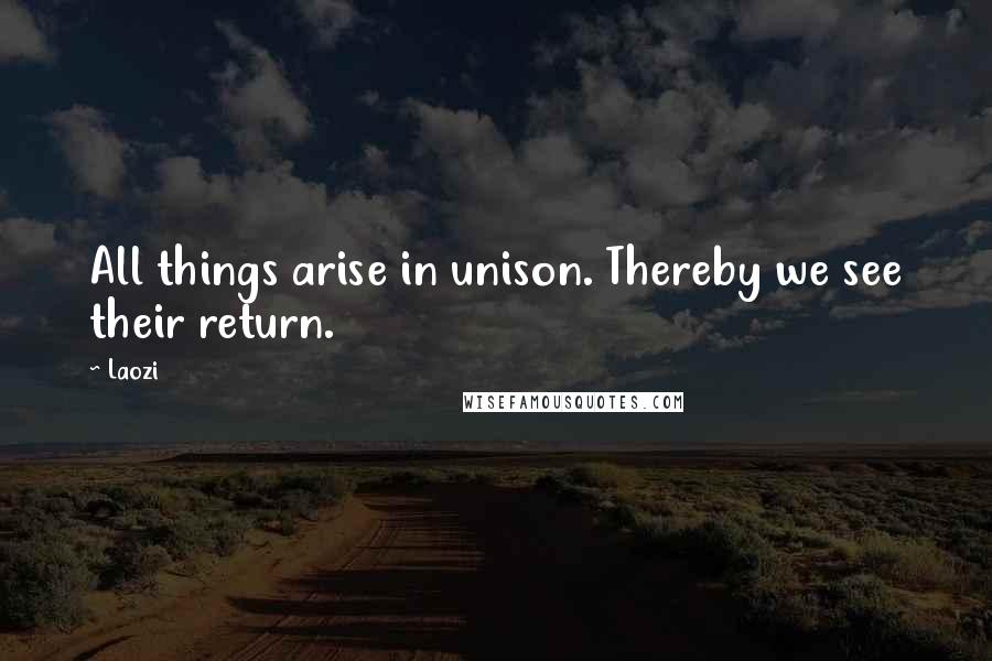 Laozi Quotes: All things arise in unison. Thereby we see their return.